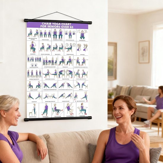 Oefenposter - Yoga Pilates Kaart - Thuis Workout - Opvouwbaar Ontwerp - 40 x 60 cm - Meerdere Kleuren — afbeelding 3