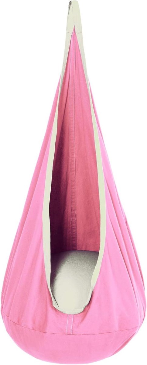 Hangmatstoel met Kussen - Schommelstoel Kinderen - Ontspannen Buiten - Eenvoudige Installatie - 160 x 68 cm - Roze