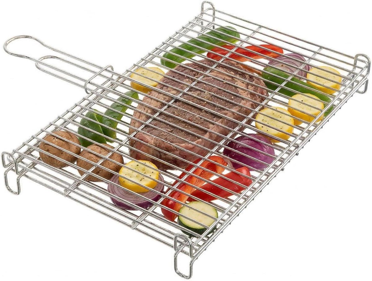 Barbecue Grill - Grillrek Vis - Gelijk Grillen - Corrosiebestendig Staal - 65 x 40 cm - Zilverkleurig