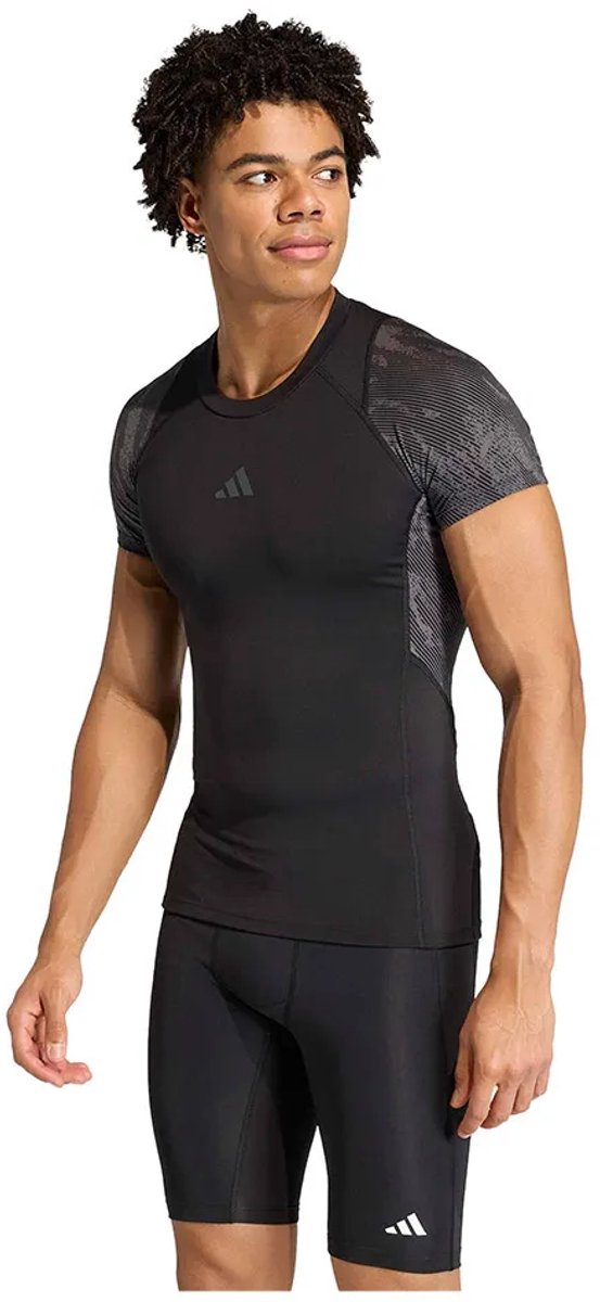 Adidas Techfit Aop T-shirt Met Korte Mouwen Man Zwart