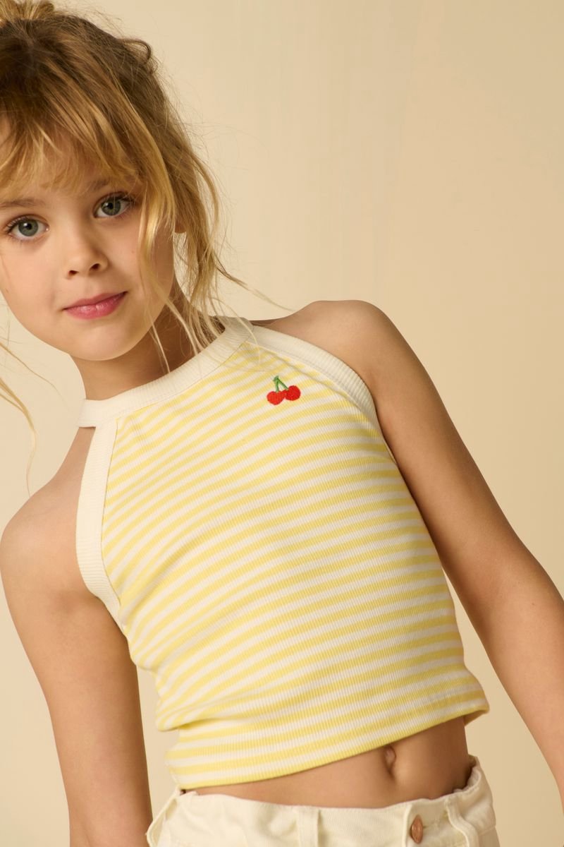 Sissy-Boy - Geel gestreept halter singlet