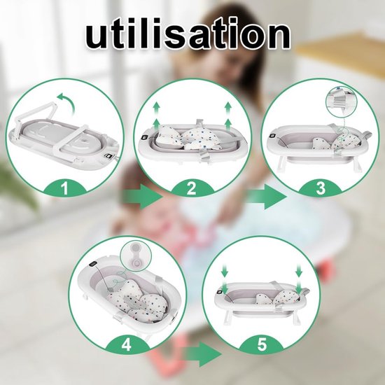 Opvouwbare Babybadkuip met Thermometer - Ergonomisch en Compact - Baby Verzorging Essentials voor 0-24 Maanden — afbeelding 3