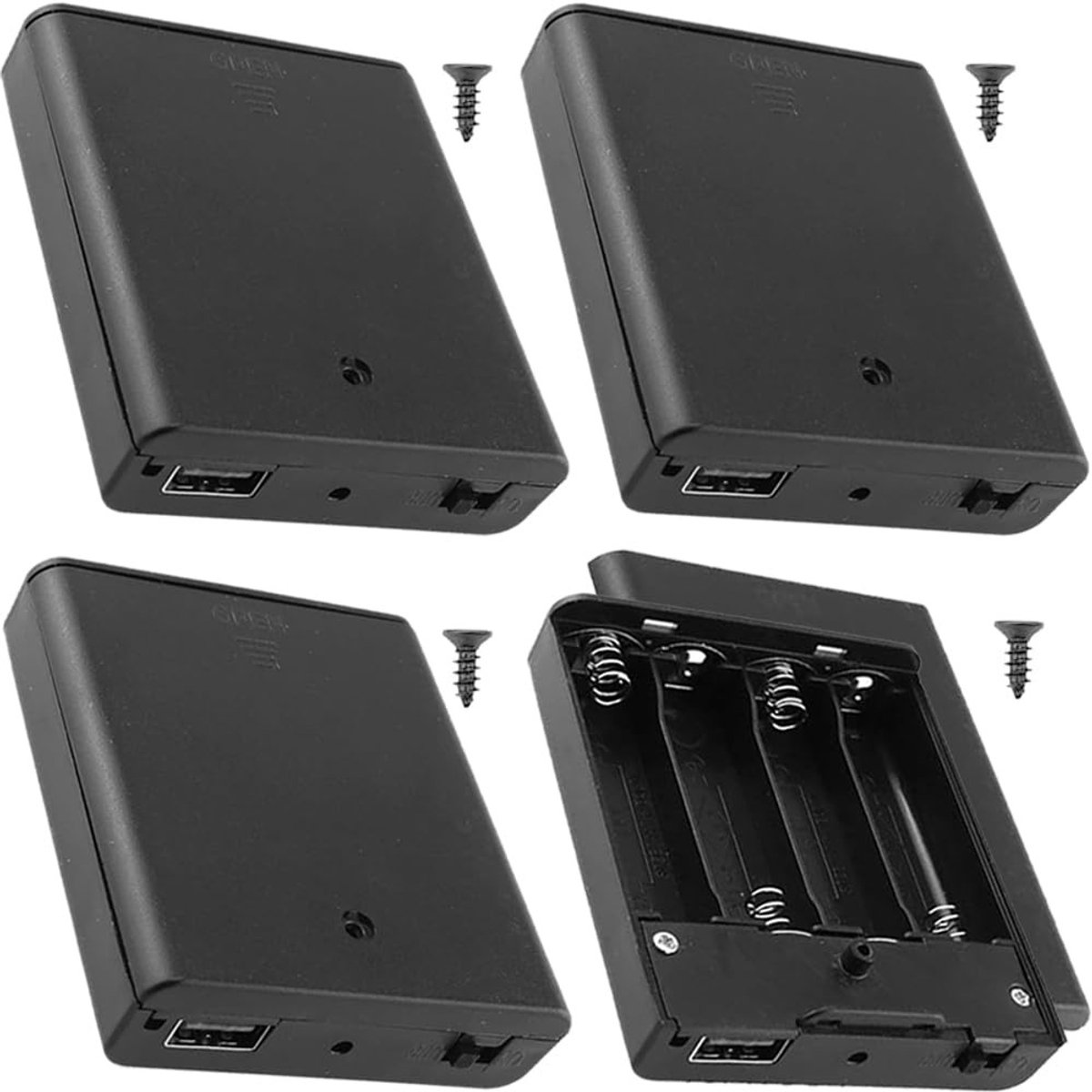 ONF3 - Batterijen Houder - 4 AA Batterijen met USB Aansluiting - Met Aan/Uit Schakelaar - Handig en Compact - Ideaal voor Apparaten - Geschikt v...