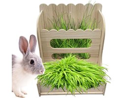 Hooi Dispenser - Voederbak Knaagdier - Dieren Voeren - Natuurlijk Hout - 20 cm - Houtkleur