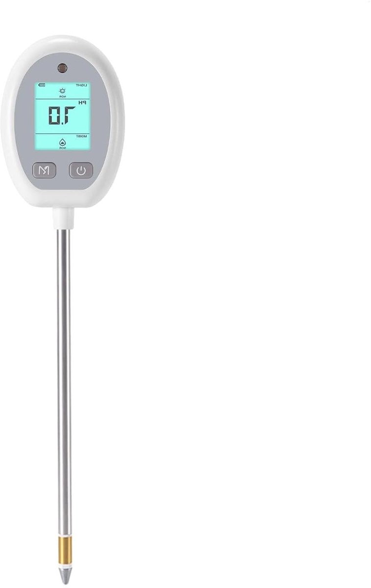 Bodemtester - Grondmeter PH - Planten Verzorgen - 6-in-1 Functies - 31 cm - Wit
