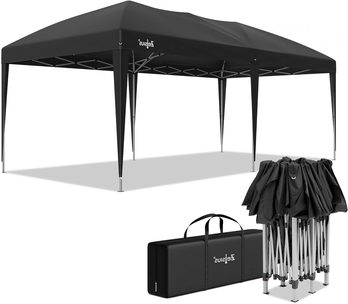 Opvouwbaar Paviljoen - Partytent Vouwtent - Buitenfeest Organiseren - UV30 Waterafstotend - 3 x 6 meter - Zwart
