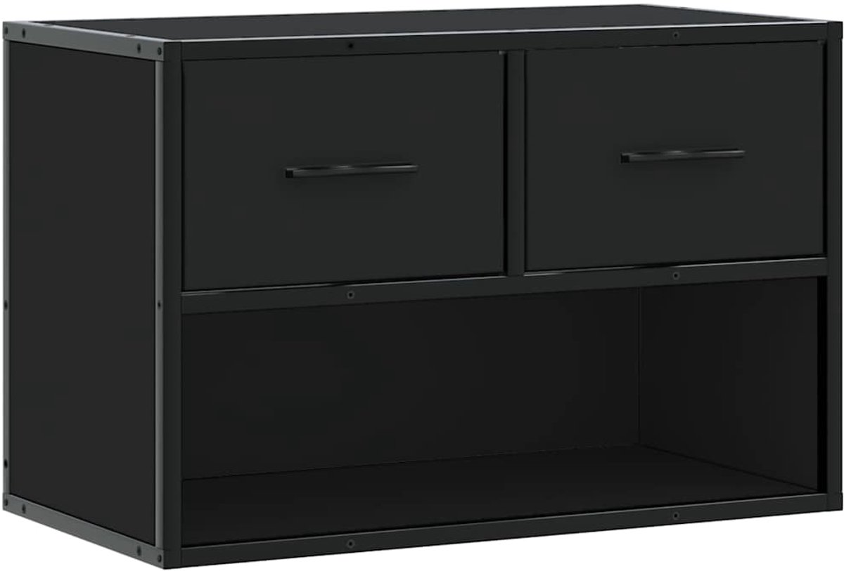 vidaXL - Tv-meubel - 60x31x39,5 - cm - bewerkt - hout - en - metaal - zwart
