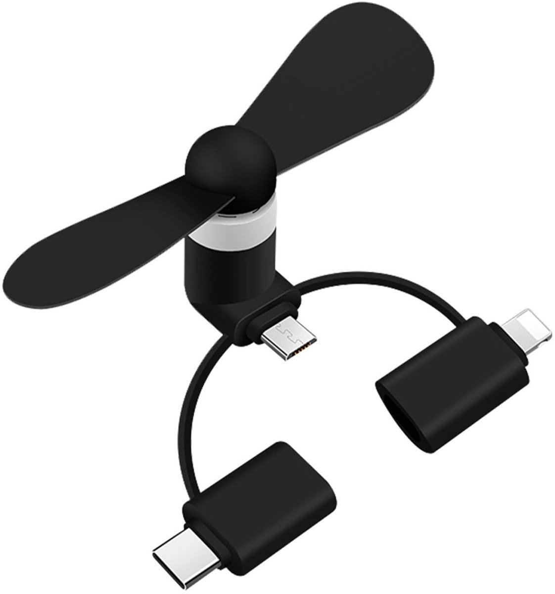 aladdien - Mini Mobiele Telefoon Ventilator - USB-koeler - Zwart - Draagbaar en Roterend - Compatibel met iPhone en Android - Perfect voor Warm Weer