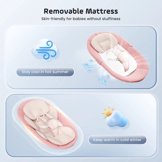 Miryx Wipstoel - Elektrische Wipstoeltje Baby - Babyschommel met 3 Timers - Schommelstoel - Afstandsbediening - 5 Schommelsnelheden — afbeelding 4