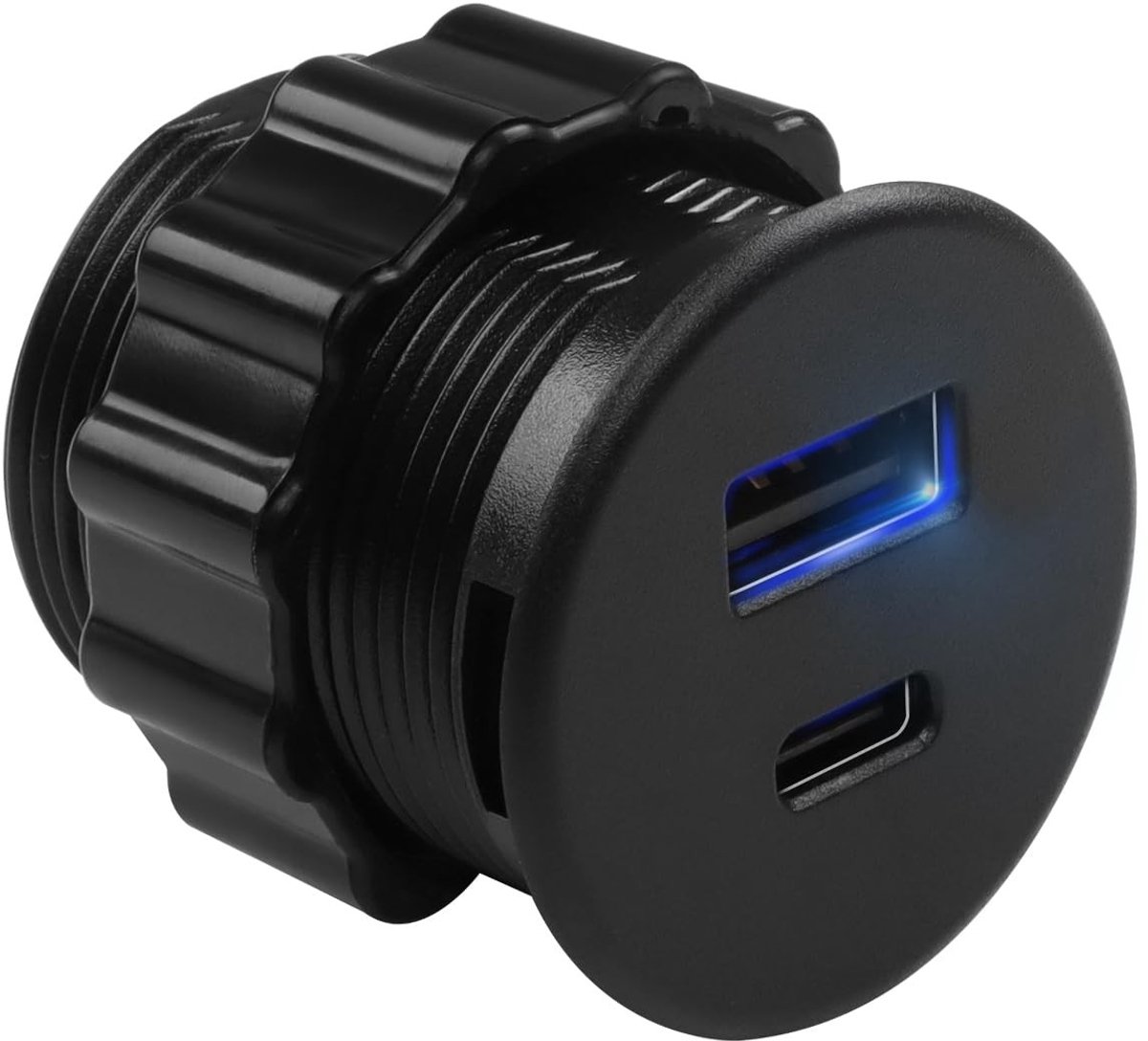 QIANRENON USB C & USB A Adapter met LED, Snellader voor Bureau en Meubels, 15W