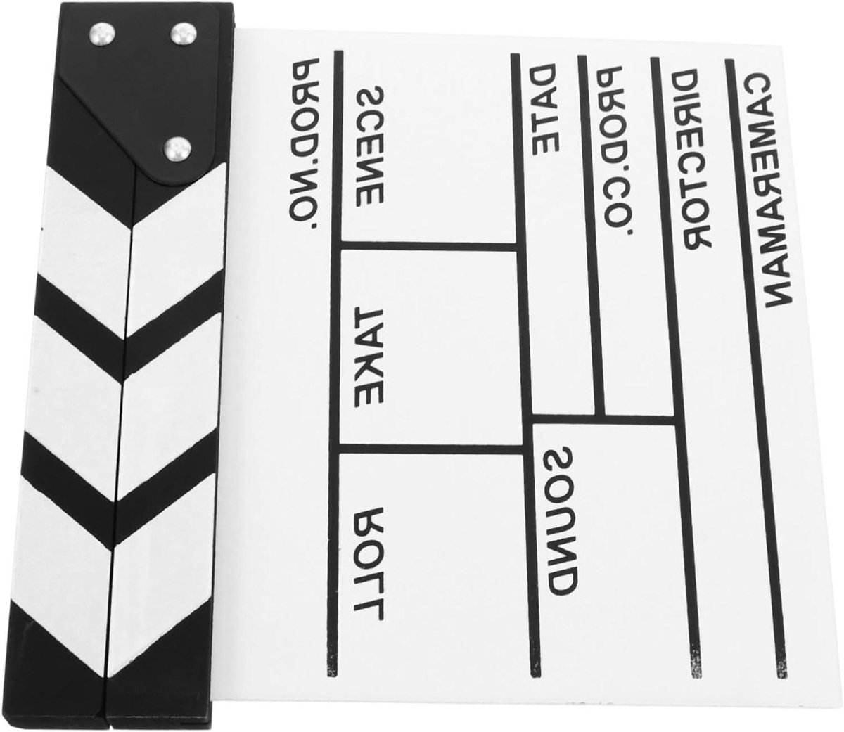 Houten Filmbord - Clapperboard Clapper - Filmmaken - Opvouwbaar Ontwerp - 20x20 cm - Wit