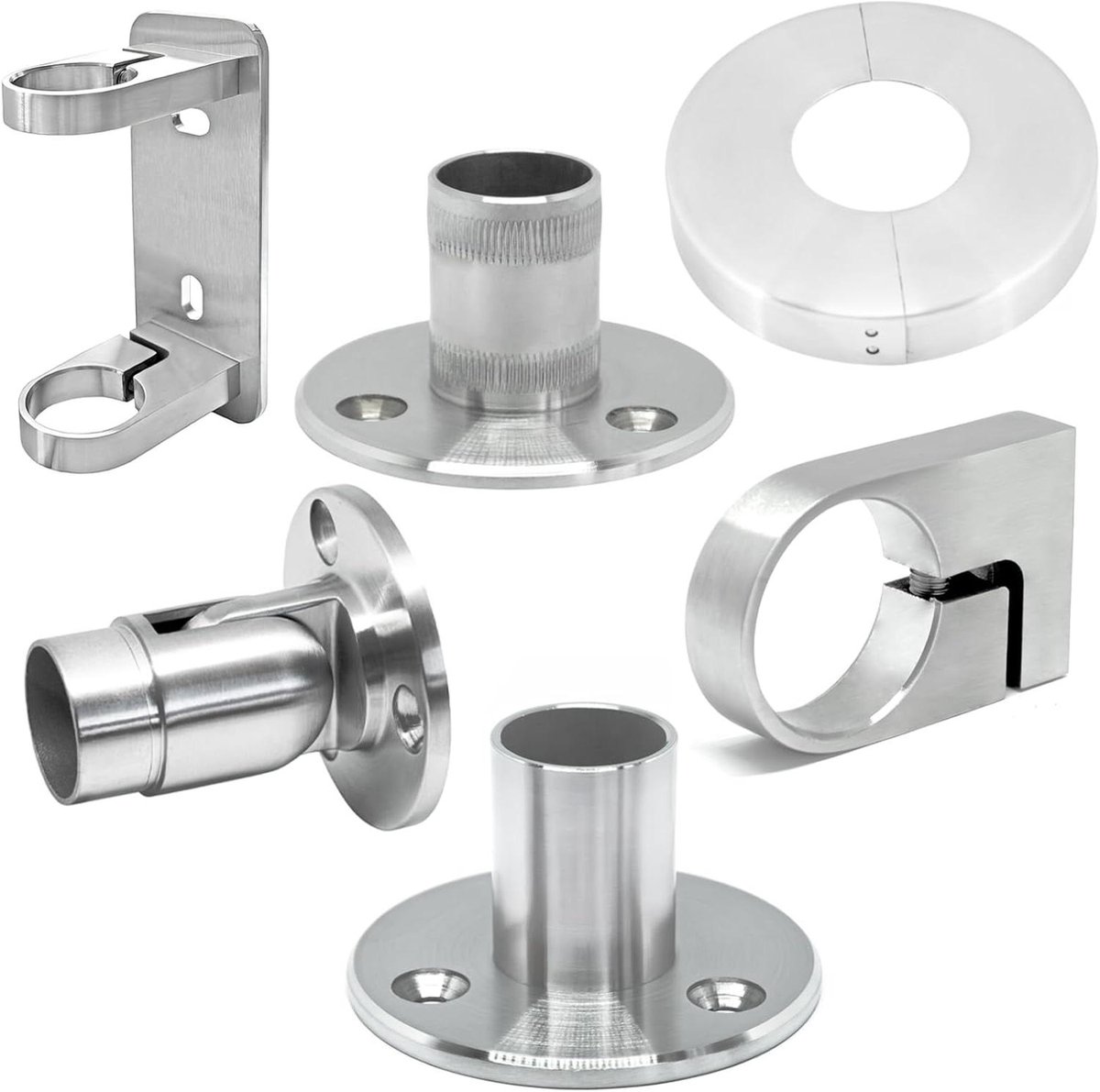 Wandanker RVS - Paalhouder Flens - Leuning Bevestigen - Voor Ronde Buizen - 42.4 mm Diameter - Zilver