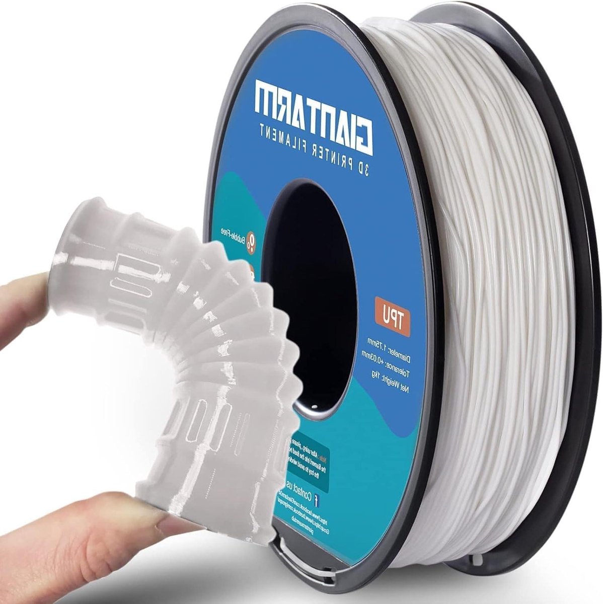 TPU Flexibel Filament - 3D Print Materiaal - 3D Printen - Hoge Elasticiteit - 1 kg 1.75 mm - Wit