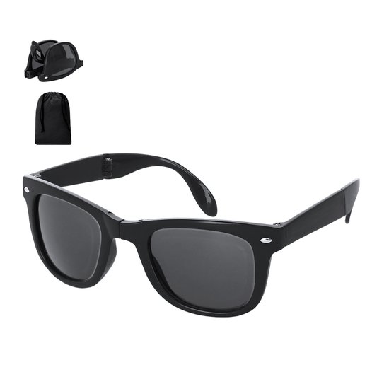 Opvouwbare classic zonnebril - Met UV400 bescherming en brillenzakje - Festival zonnebril - Zwart — afbeelding 2