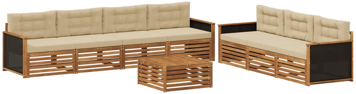 vidaXL Buiten - bank - set - 8 - st - 7-zits - Natuurlijk - en - Beige Natuurlijk en Beige
