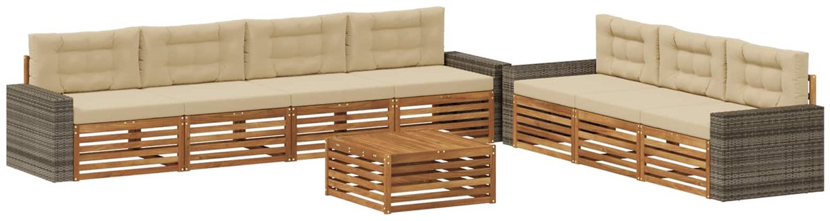 vidaXL Buiten - bank - set - 8 - st - 7-zits - Natuurlijk - en - Beige Natuurlijk en Beige
