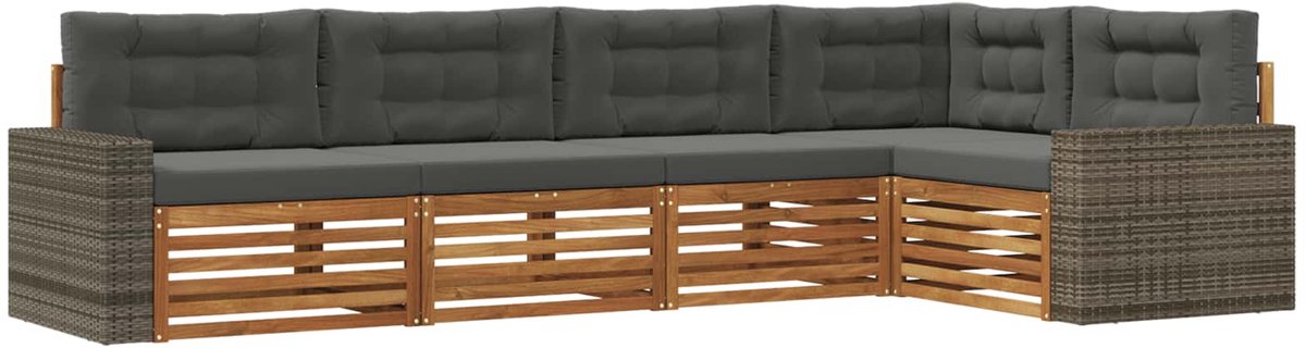 vidaXL Buiten - bank - set - 5 - st - Natuurlijk - en - Antraciet - Polyester Natuurlijk en antraciet