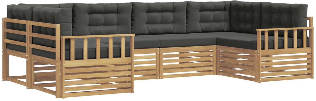 vidaXL Buiten - bank - set - 6 - st - 6-zits - Wit - en - antracietkleurig Wit en antracietkleurig
