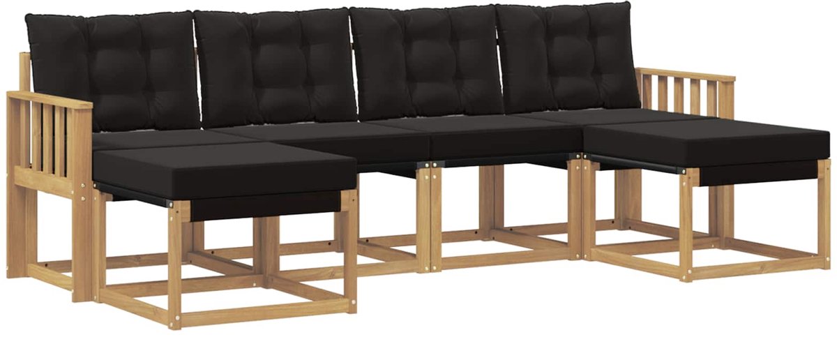 vidaXL Buiten - bank - set - 6 - st - 6-zits - Wit - en - zwart Wit en zwart