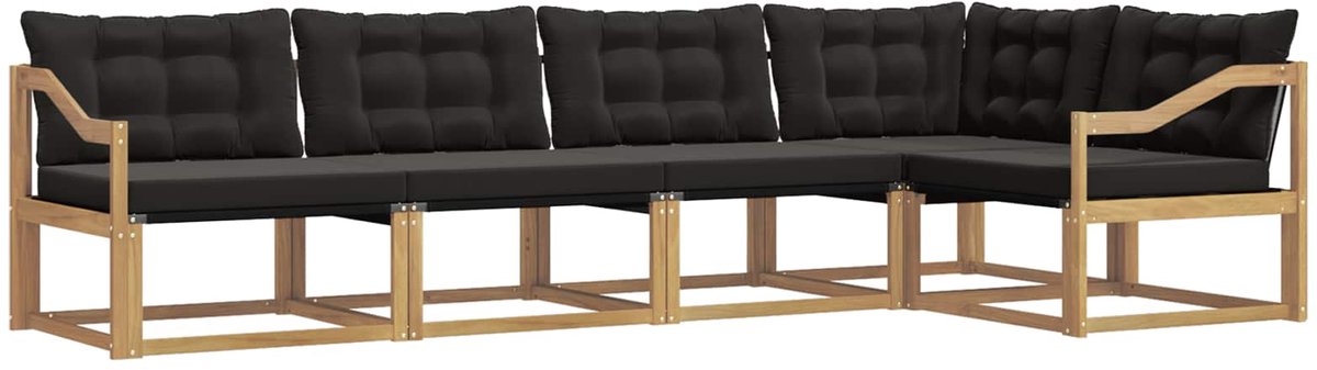 vidaXL Buiten - bank - set - 5 - st - Wit - en - zwart Wit en zwart