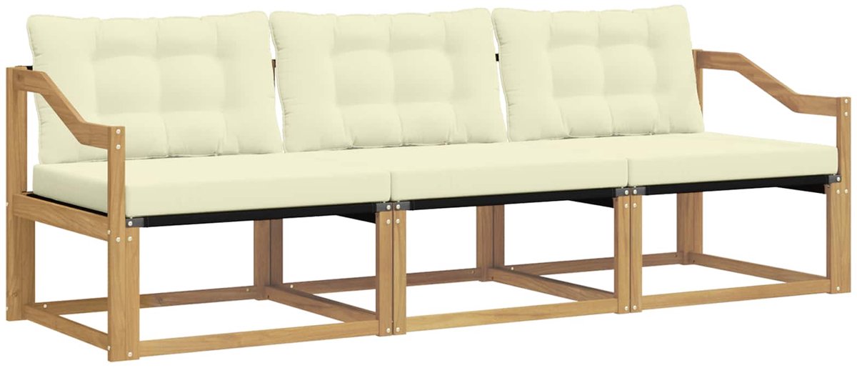 vidaXL Buiten - bank - set - 3 - st - Wit - en - crèmekleurig Wit en crèmekleurig