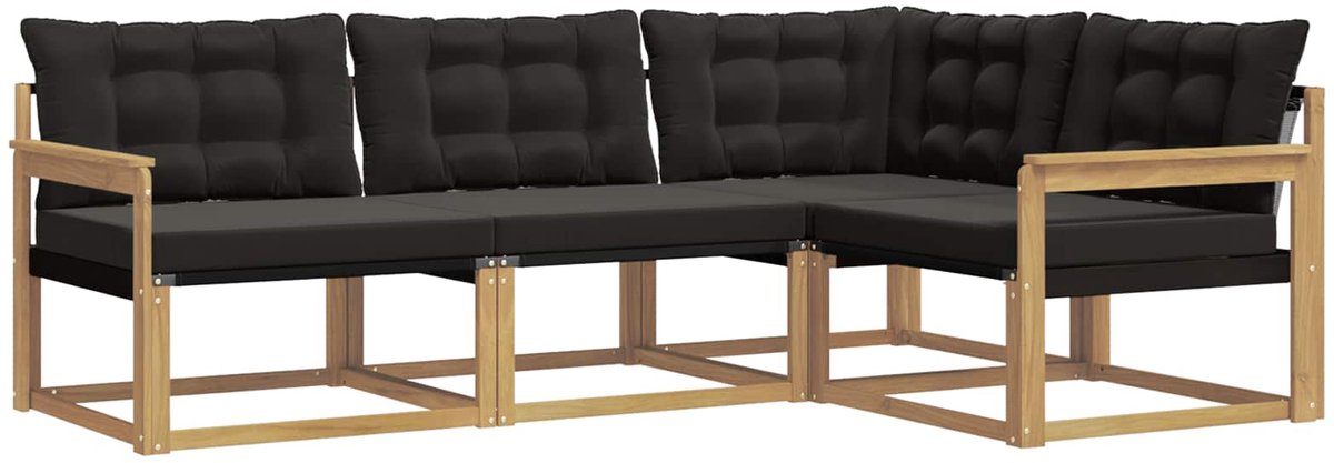 vidaXL Buiten - bank - set - 4 - st - Wit - en - zwart Wit en zwart