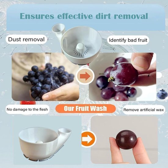 Fruit Wasser - Groente Sla Spinner - Maaltijd Voorbereiding - Waterbesparend - 23 cm - Wit van Merkloos — afbeelding 2