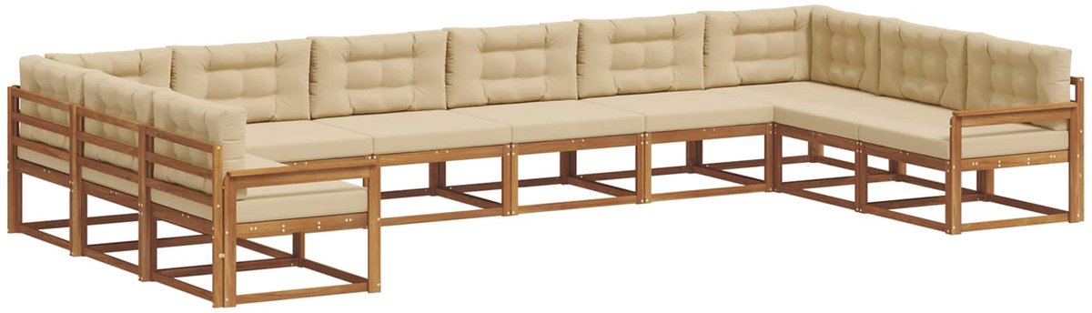 vidaXL Buiten - bank - set - 10 - st - 10-zits - Natuurlijk - en - Beige Natuurlijk en Beige