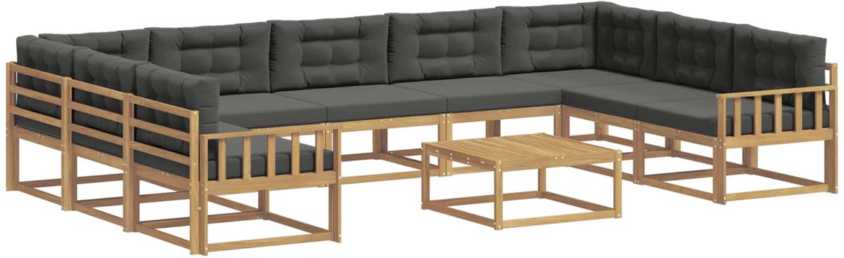 vidaXL Buiten - bank - set - 10 - st - 9-zits - Wit - en - antracietkleurig Wit en antracietkleurig