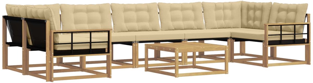 vidaXL Buiten - bank - set - 8 - st - 7-zits - Wit - en - Beige Wit en Beige