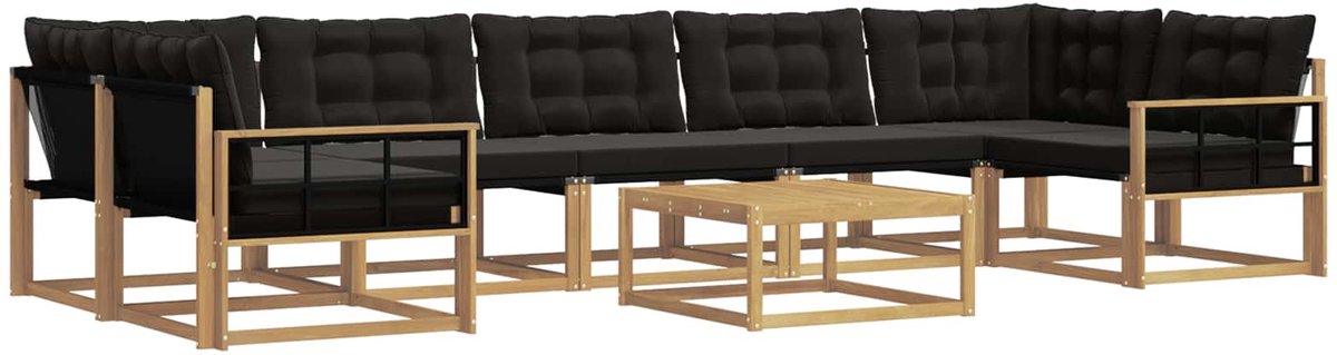 vidaXL Buiten - bank - set - 8 - st - 7-zits - Wit - en - zwart Wit en zwart
