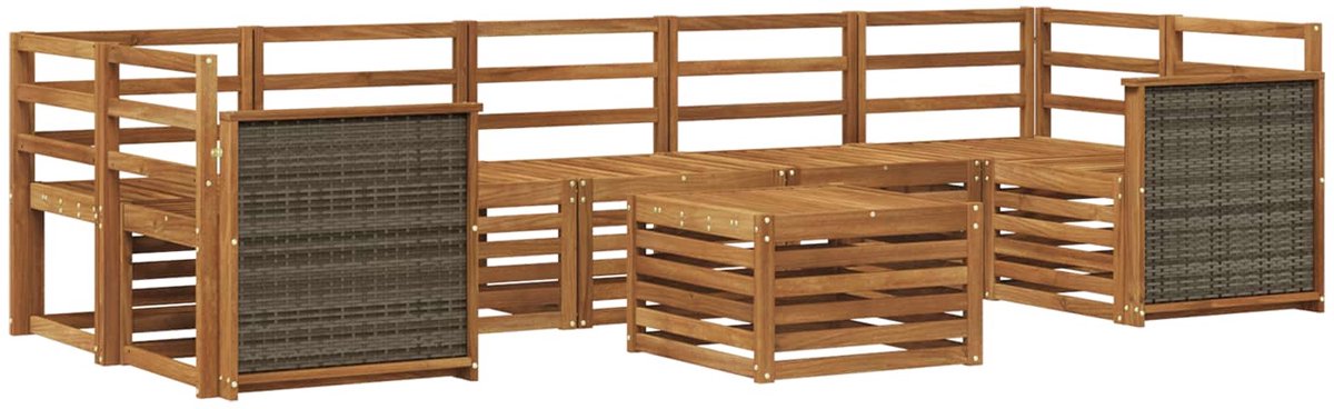 vidaXL Buiten - bank - set - 8 - st - 7-zits - Naturel - Massief - Acacia - Hout