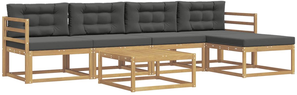 vidaXL Buiten - bank - set - 6 - st - 5-zits - Wit - en - antracietkleurig - Polyester Wit en antracietkleurig