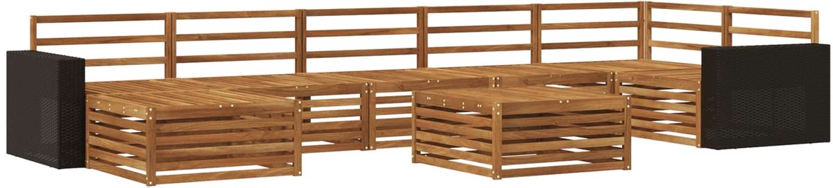 vidaXL Buiten - bank - set - 8 - st - 7-zits - Naturel - Massief - Acacia - Hout