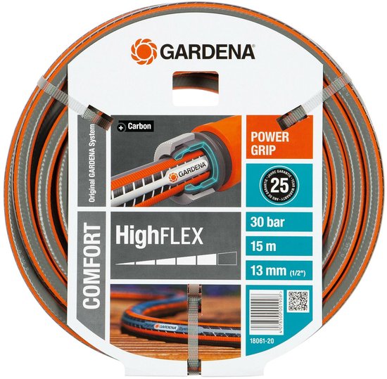 Gardena Highflex tuinslang 1/2 inch 15m drukbestendig knoopvrij spiraalweefsel Power Grip profiel