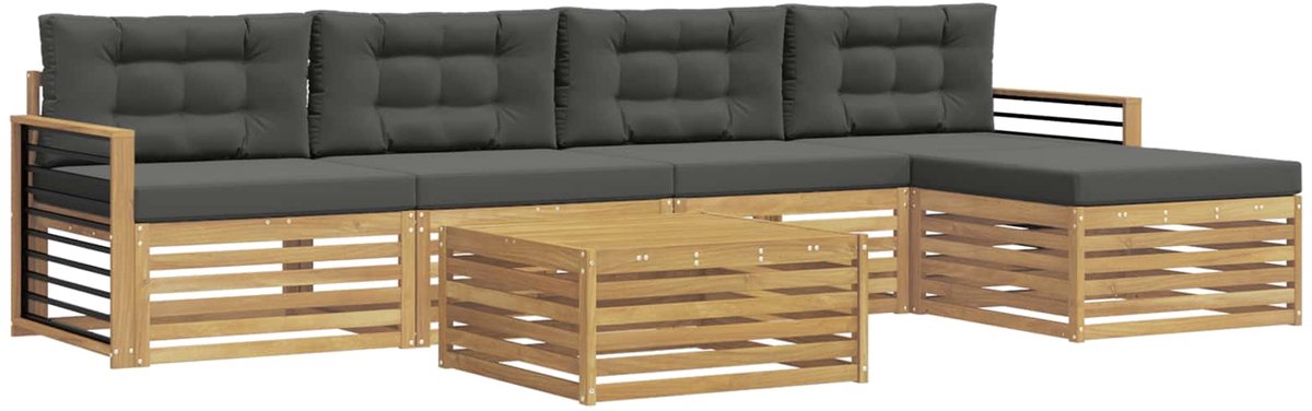 vidaXL Buiten - bank - set - 6 - st - 5-zits - Wit - en - antracietkleurig - Polyester Wit en antracietkleurig