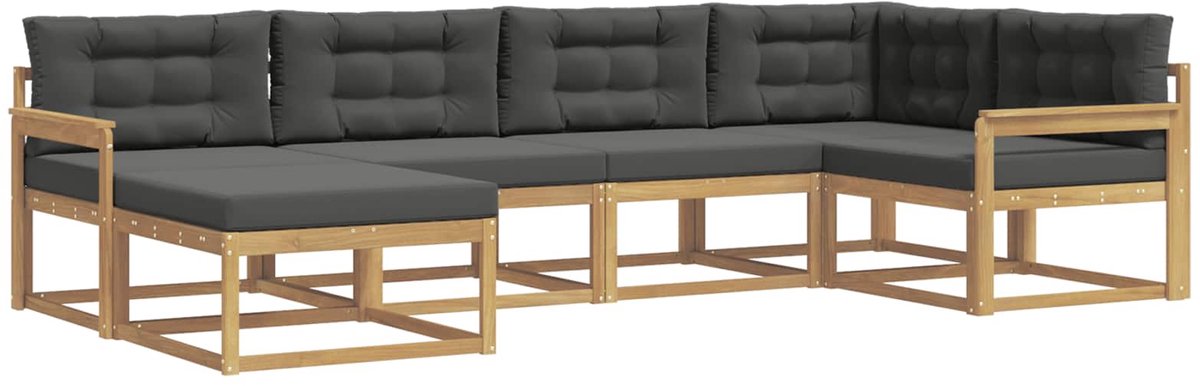 vidaXL Buiten - bank - set - 6 - st - 6-zits - Wit - en - antracietkleurig - Polyester Wit en antracietkleurig