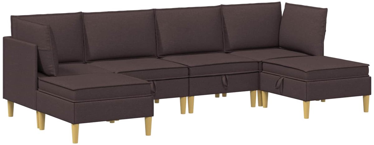 vidaXL Modulaire - bankset - met - opslag - 6 - st - Donkerbruin - 280 - x - 140 - x - 82 - cm