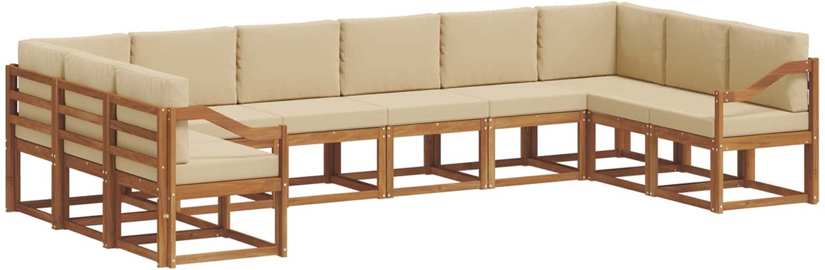 vidaXL Buiten - bank - set - 10 - st - 10-zits - Natuurlijk - en - Beige Natuurlijk en Beige