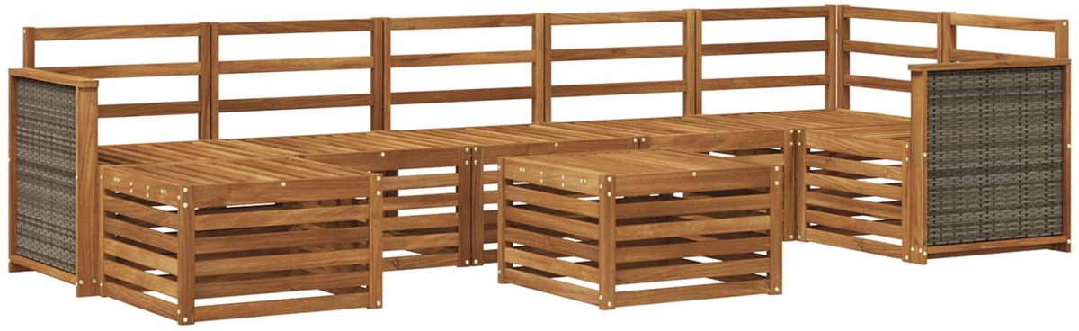 vidaXL Buiten - bank - set - 8 - st - 8-zits - Naturel - Massief - Acacia - Hout