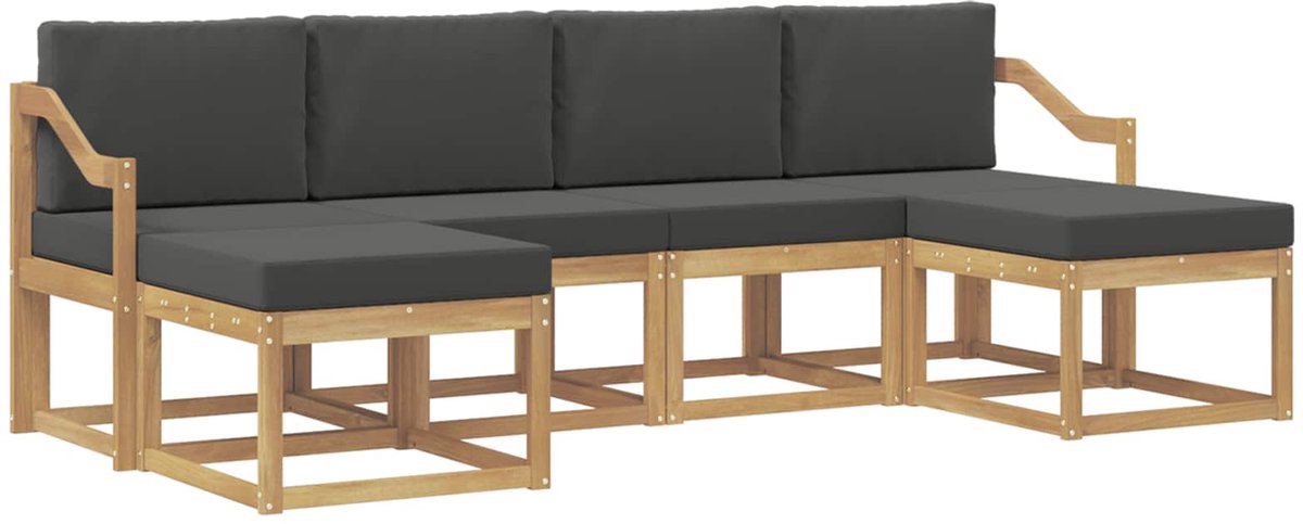 vidaXL Buiten - bank - set - 6 - st - 6-zits - Wit - en - antracietkleurig - Polyester Wit en antracietkleurig