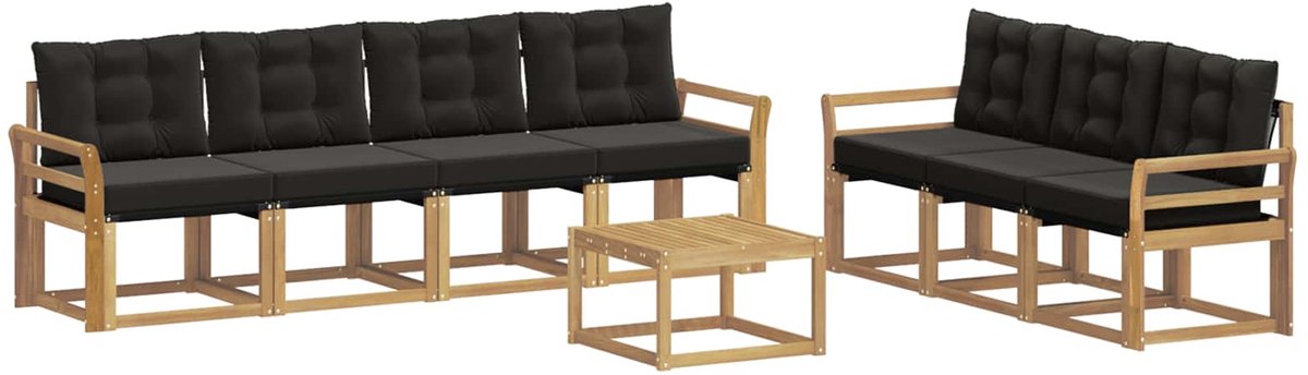 vidaXL Buiten - bank - set - 8 - st - 7-zits - Wit - en - zwart Wit en zwart