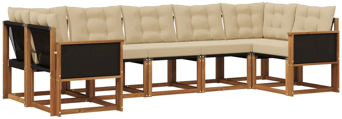 vidaXL Buiten - bank - set - 7 - st - 7-zits - Natuurlijk - en - Beige Natuurlijk en Beige