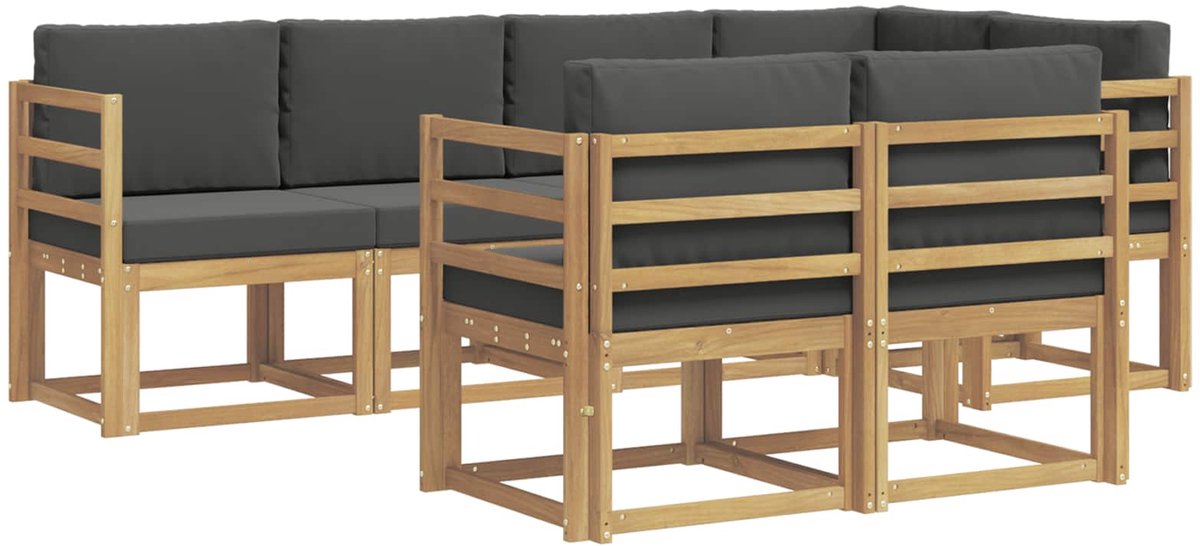 vidaXL Buiten - bank - set - 7 - st - 7-zits - Wit - en - antracietkleurig - Polyester Wit en antracietkleurig