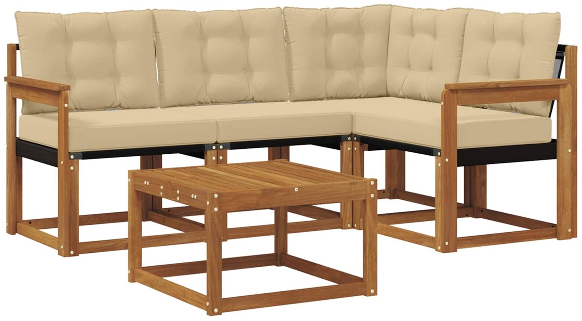 vidaXL - Buiten - bank - set - 5 - st - Natuurlijk - en - Beige