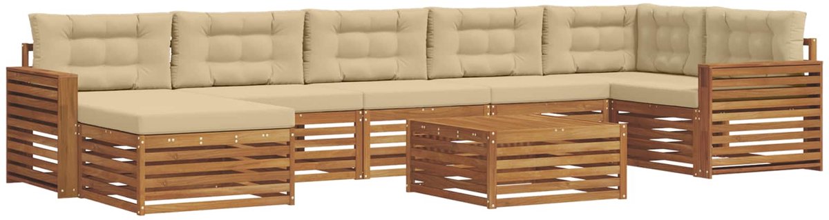 vidaXL Buiten - bank - set - 8 - st - 7-zits - Natuurlijk - en - Beige Natuurlijk en Beige