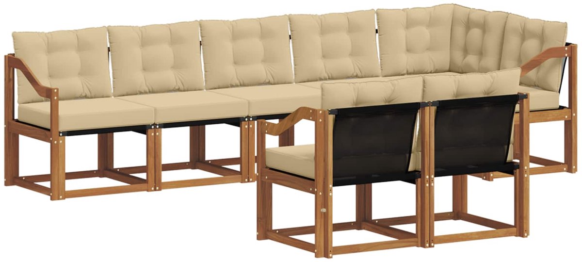 vidaXL Buiten - bank - set - 8 - st - 7-zits - Natuurlijk - en - Beige Natuurlijk en Beige