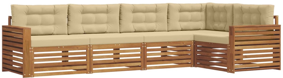 vidaXL Buiten - bank - set - 5 - st - Natuurlijk - en - Beige Natuurlijk en beige
