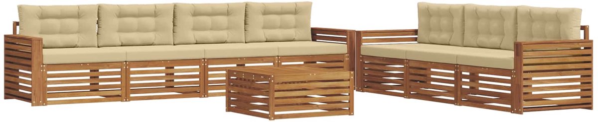 vidaXL Buiten - bank - set - 8 - st - 7-zits - Natuurlijk - en - Beige Natuurlijk en Beige