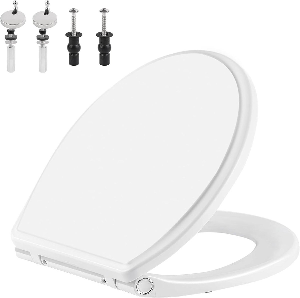 Toiletbril met hoes - Zitting toilet - Badkamer vernieuwen - Snel los te maken - Rond 42cm - Wit